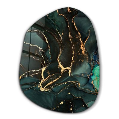 Other wall decoration -  Dark Green Amorphous Collection Glass Wall Art  88CMX68CM - ARTDESIGNA