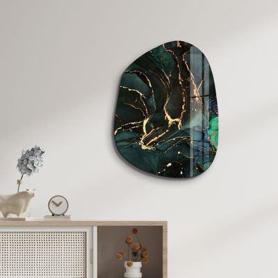 Autres décorations murales -  Vert foncé Art mural en verre de la collection Amorphe 88CMX68CM - ARTDESIGNA