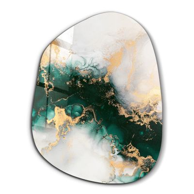 Autres décorations murales - Vert sur Beige Décor mural en verre de la collection Amorphe 88CMX68CM - ARTDESIGNA