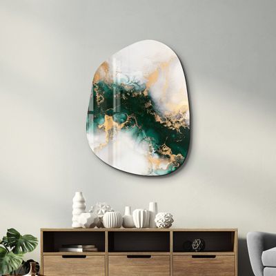 Other wall decoration -  Green on Beige Amorphous Collection Glass Wall Art  88CMX68CM - ARTDESIGNA