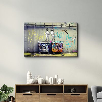 Other wall decoration - Banksy Life is Short Glass Wall Art  110CMx70CM - ARTDESIGNA