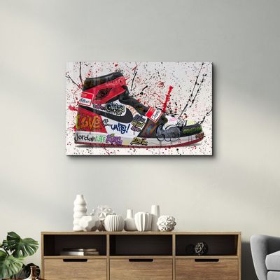 Autres décorations murales - Décoration murale en verre Street Art Chaussures  110CMx70CM - ARTDESIGNA