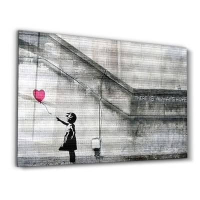 Autres décorations murales - Banksy - Hope - Fille avec un ballon | Art mural en verre 110CMx70CM - ARTDESIGNA