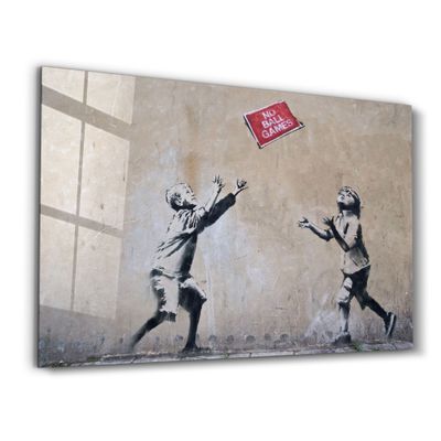 Autres décorations murales - Banksy - Jeux sans ballon | Art mural en verre 110CMx70CM - ARTDESIGNA