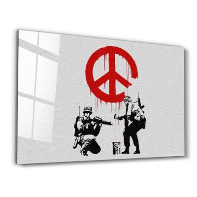 Autres décorations murales - Banksy - Anti-Guerre | Art mural en verre 110CMx70CM - ARTDESIGNA