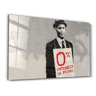 Autres décorations murales - Banksy – Intérêt à zéro pour cent | Art mural en verre 110CMx70CM - ARTDESIGNA