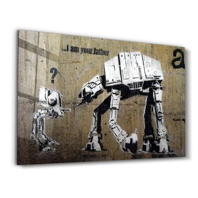 Autres décorations murales - Banksy - Je suis ton père | Art mural en verre 110CMx70CM - ARTDESIGNA