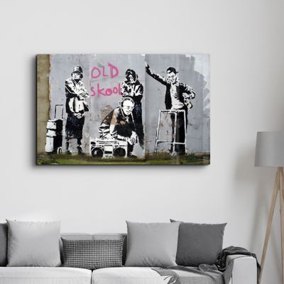 Other wall decoration - Banksy - Old Skool | Glass Wall Art  110CMx70CM - ARTDESIGNA