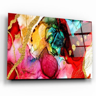 Other wall decoration - Marble Design With Golden TouchesGlass Wall Art 110CMx70CM - ARTDESIGNA