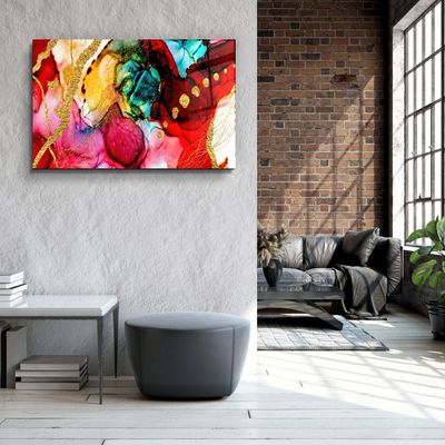 Autres décorations murales - Design en marbre avec des touches doréesArt mural en verre 110CMx70CM - ARTDESIGNA