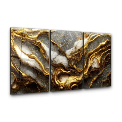 Other wall decoration - Golden Roots in the Marble - Trio Glass Wall Art 110X210 - ARTDESIGNA