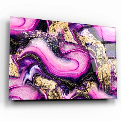 Autres décorations murales - Collection Marbre H14 - Décoration murale en verre rose violet 110CMx70CM - ARTDESIGNA
