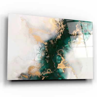 Other wall decoration - Marble Collection H20 - Green WaveGlass Wall Art  110CMx70CM - ARTDESIGNA