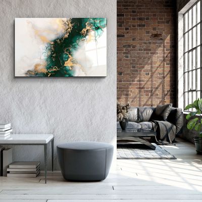 Other wall decoration - Marble Collection H20 - Green WaveGlass Wall Art  110CMx70CM - ARTDESIGNA