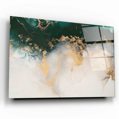 Autres décorations murales - Collection Marbre H21 - Décoration murale en verre ondulé vert  110CMx70CM - ARTDESIGNA