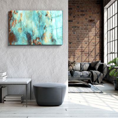 Other wall decoration - Natural Blue MarbleGlass Wall Art  110CMx70CM - ARTDESIGNA