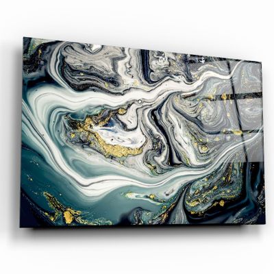 Autres décorations murales - Art mural en verre Marbre avec poussière dorée 110CMx70CM - ARTDESIGNA