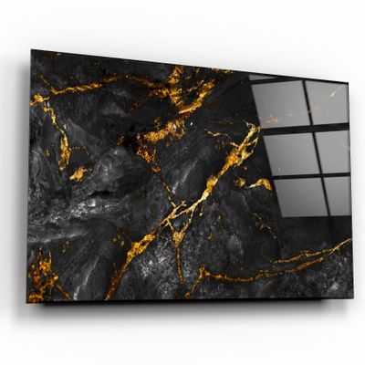 Other wall decoration - Black Marble with Golden DustGlass Wall Art 110CMx70CM - ARTDESIGNA