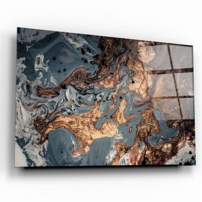 Autres décorations murales - Marbre gris avec art mural en verre DustGlass en bronze 110CMx70CM - ARTDESIGNA