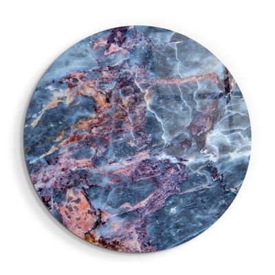 Other wall decoration - Marble Blue GrayRounded Glass Wall Art 80CMX80CM - ARTDESIGNA
