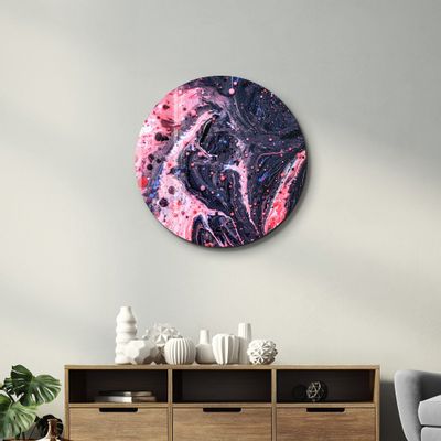 Other wall decoration - Pink Marble GalaxyRounded Glass Wall Art 80CMX80CM - ARTDESIGNA