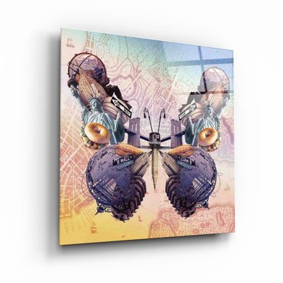 Other wall decoration - Butterfly NYCDesigners Collection Glass Wall Art 80CMX80CM - ARTDESIGNA