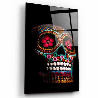 Autres décorations murales - Crâne de sucre - Art mural en verre de la collection SkullDesigners mexicaine 110CMx70CM - ARTDESIGNA