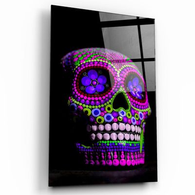 Other wall decoration - Sugar Skull -Mexican Skull V1Designers Collection Glass Wall Art 110CMx70CM - ARTDESIGNA