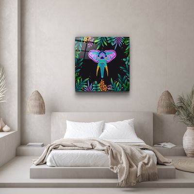 Autres décorations murales - Art mural en verre de la collection Animal Republic-Elephant Designer 80CMX80CM - ARTDESIGNA