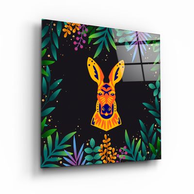 Autres décorations murales - Animal Republic-Kangaroo Designer's Collection Décoration murale en verre 80CMX80CM - ARTDESIGNA