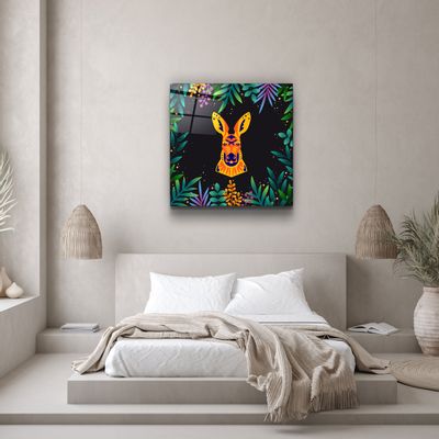 Autres décorations murales - Animal Republic-Kangaroo Designer's Collection Décoration murale en verre 80CMX80CM - ARTDESIGNA