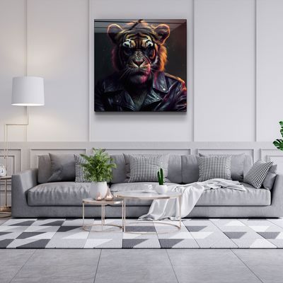 Other wall decoration - Tiger Monkey Designers Collection Glass Wall Art 80CMX80CM - ARTDESIGNA