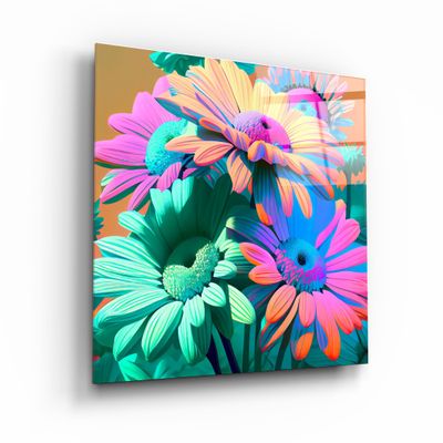 Other wall decoration - Chrysanthemums Designers Collection Glass Wall Art 80CMX80CM - ARTDESIGNA