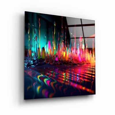 Autres décorations murales - Paint Drops V1 Collection de créateurs Décoration murale en verre 80CMX80CM - ARTDESIGNA