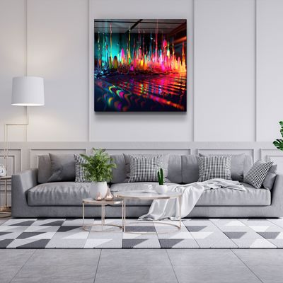 Autres décorations murales - Paint Drops V1 Collection de créateurs Décoration murale en verre 80CMX80CM - ARTDESIGNA