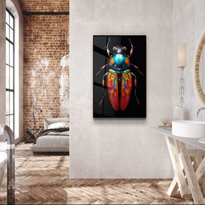 Autres décorations murales - Mystic Bug Designers Collection Art mural en verre  110CMx70CM - ARTDESIGNA