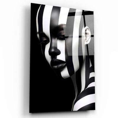 Autres décorations murales - Art mural en verre de la collection du designer noir et blanc  110CMx70CM - ARTDESIGNA