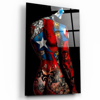 Autres décorations murales - Corps tatoué 1Designers Collection Art mural en verre 110CMx70CM - ARTDESIGNA
