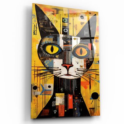 Autres décorations murales - Art mural en verre de la collection de designers de chats égyptiens  110CMx70CM - ARTDESIGNA