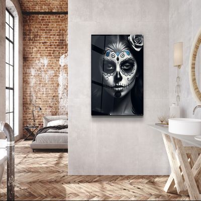 Other wall decoration - Sugar Skull Make UpDesigners Collection Glass Wall Art  110CMx70CM - ARTDESIGNA