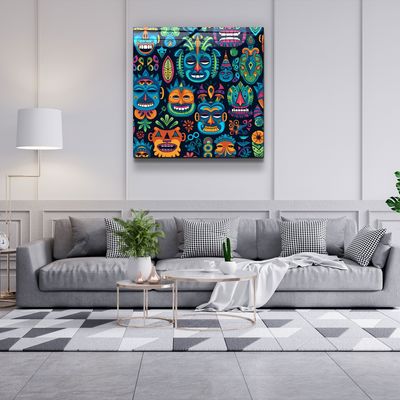 Other wall decoration - Masks Designers Collection Glass Wall Art 80CMX80CM - ARTDESIGNA