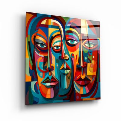 Other wall decoration - Abstract Faces Designers Collection Glass Wall Art 80CMX80CM - ARTDESIGNA