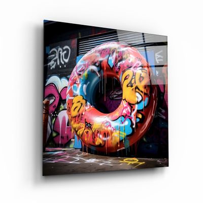 Other wall decoration - Big Donut on the Street Designers Collection Glass Wall Art 80CMX80CM - ARTDESIGNA