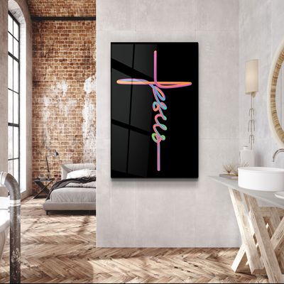 Autres décorations murales - Art mural en verre de la collection Jesus & Cross Designers 110CMx70CM - ARTDESIGNA