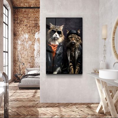 Other wall decoration - Cool Cat BrothersDesigners Collection Glass Wall Art  110CMx70CM - ARTDESIGNA