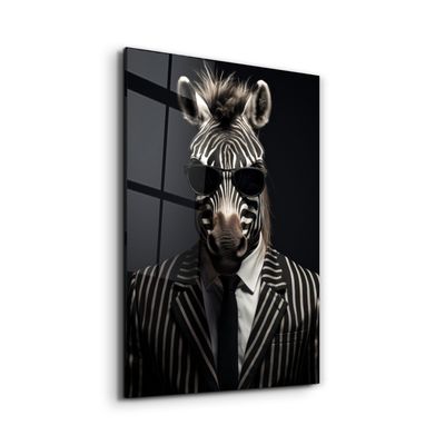 Other wall decoration - Zebra in SuitDesigners Collection Glass Wall Art  110CMx70CM - ARTDESIGNA