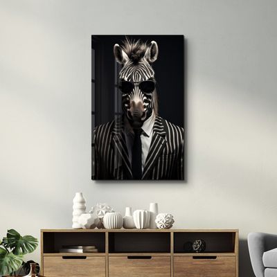 Other wall decoration - Zebra in SuitDesigners Collection Glass Wall Art  110CMx70CM - ARTDESIGNA