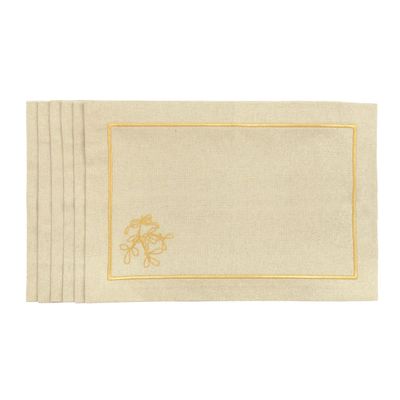 Linge de table textile - Brodé Sets de table Mistletoe Goldenline - 6 pièces - ROSEBERRY HOME