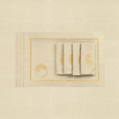 Linge de table textile - Brodé Sets de table Christmas Bauble Goldenline - 6 pièces - ROSEBERRY HOME