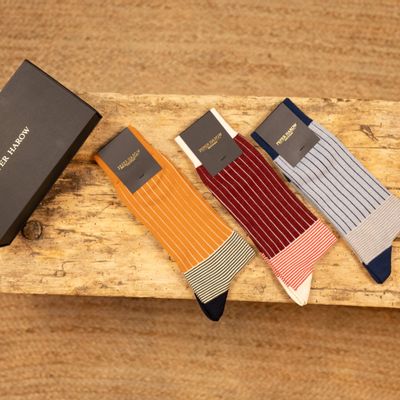 Chaussettes - Oxford Stripe cotton socks - PEPER HAROW LTD